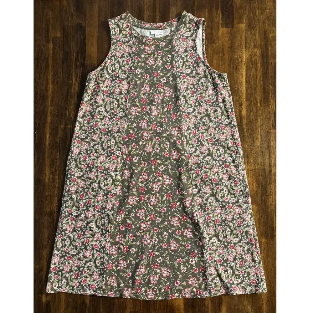 J Jill Size Medium Dress Sleeveless Shift Cotton Blend with Pockets Knee Length